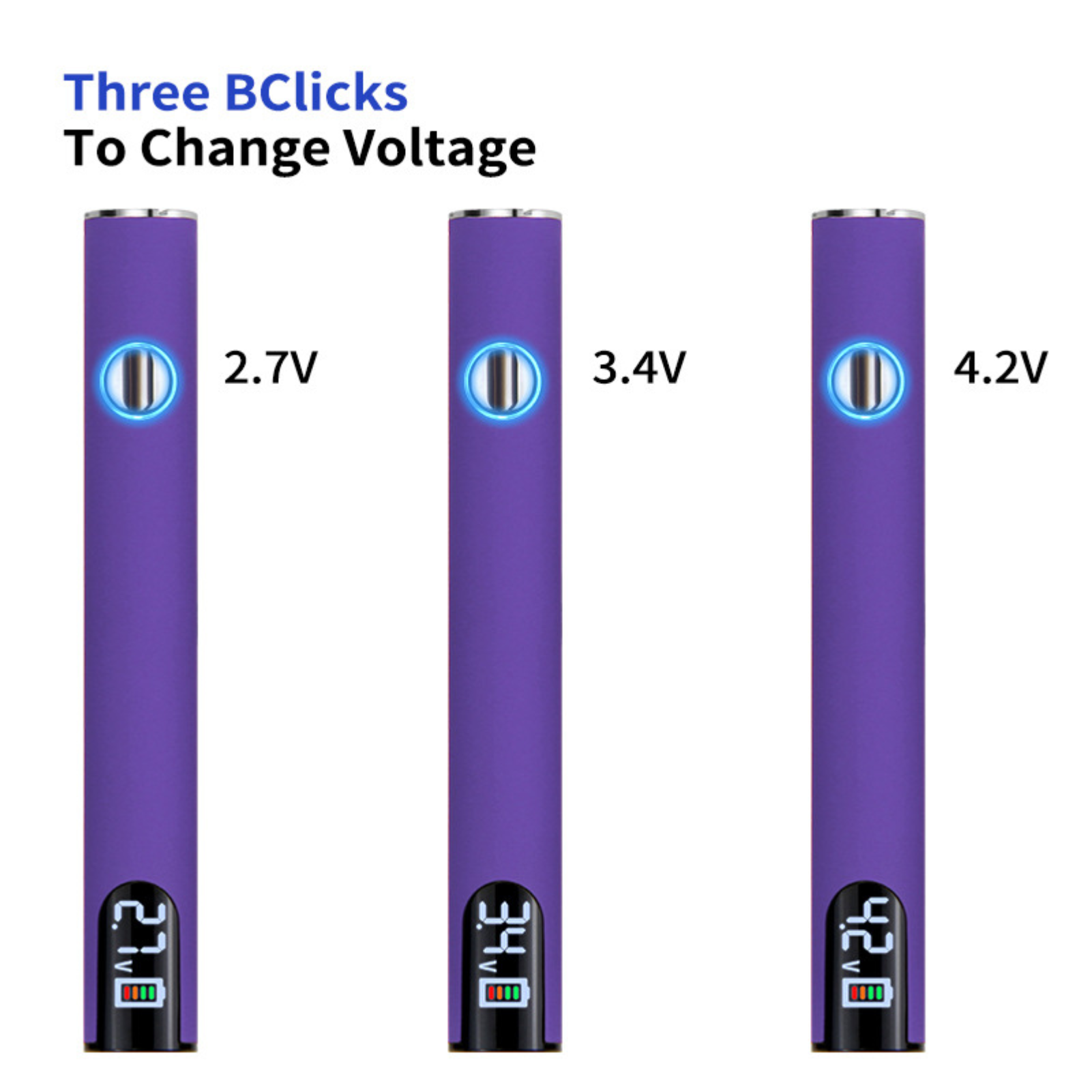 Longmada 14mm 510 thread LED digital display cbd battery variable voltage 650mAh(1PC)