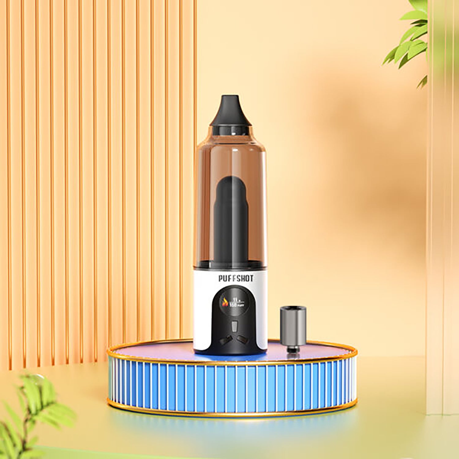 Handheld and tabletop vape cup with OLED screen
