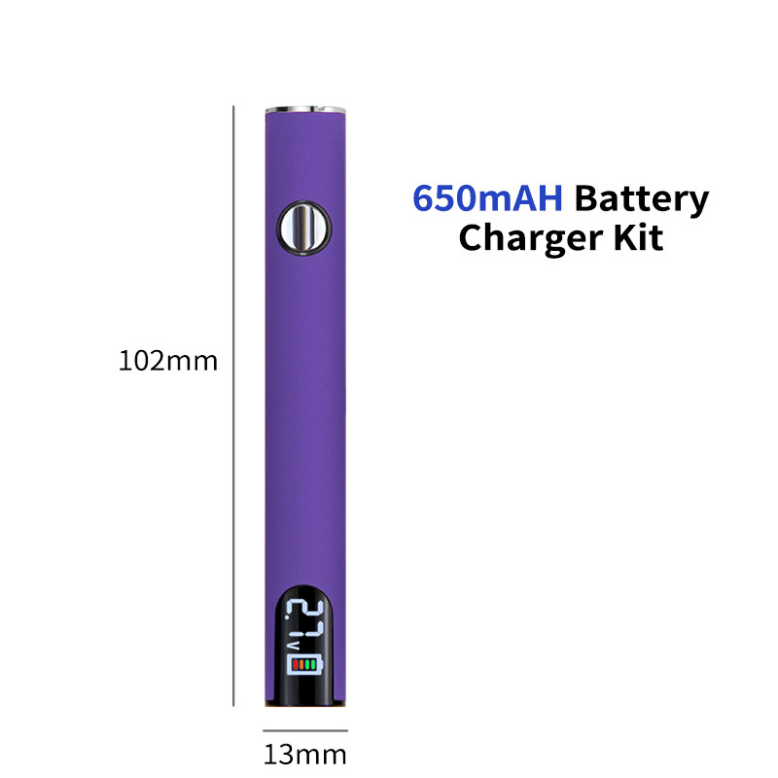 Longmada 14mm 510 thread LED digital display cbd battery variable voltage 650mAh(1PC)