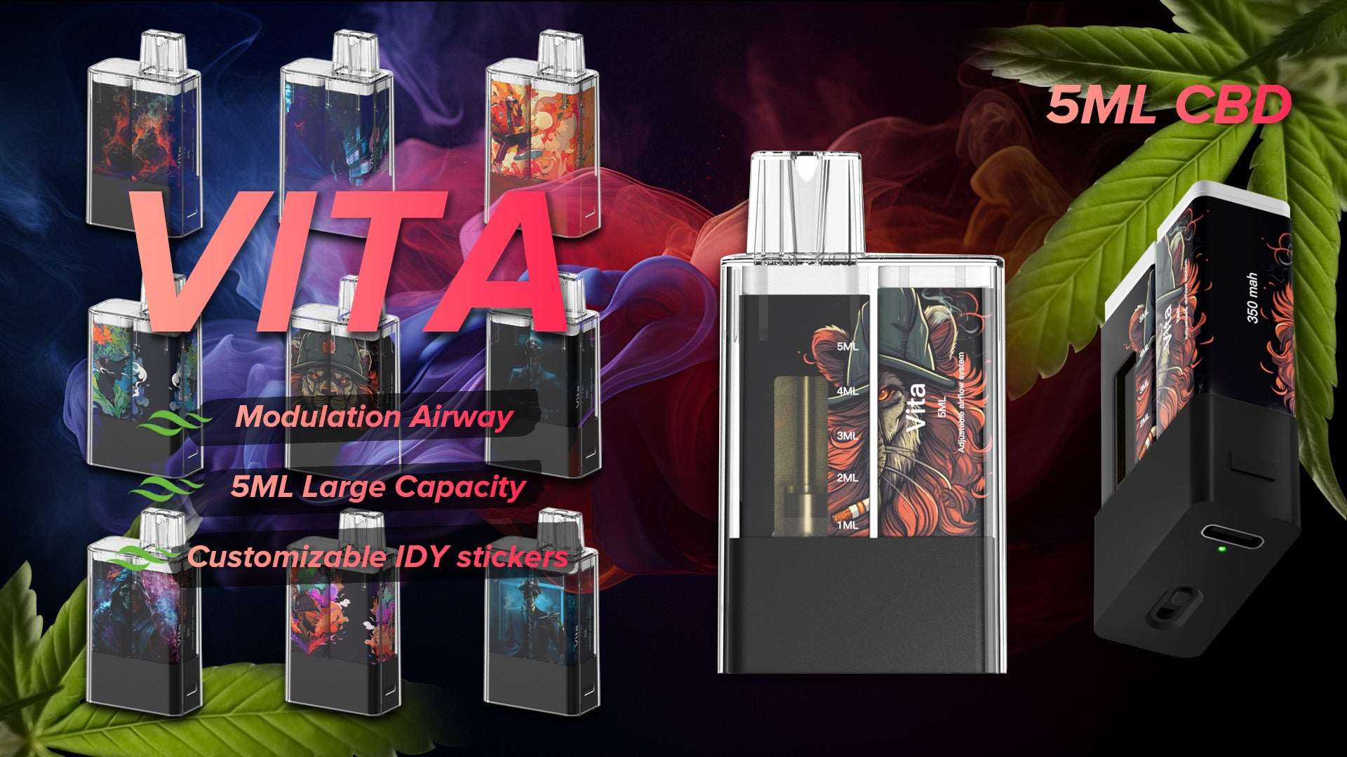 Longmada 5ML CBD  Vape Type C Recharge Available With DIY Stickers