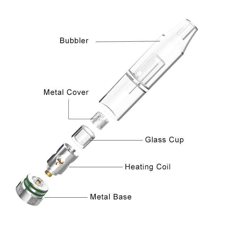 Crystal 2 quartz vaporizer with built-in water bubbler