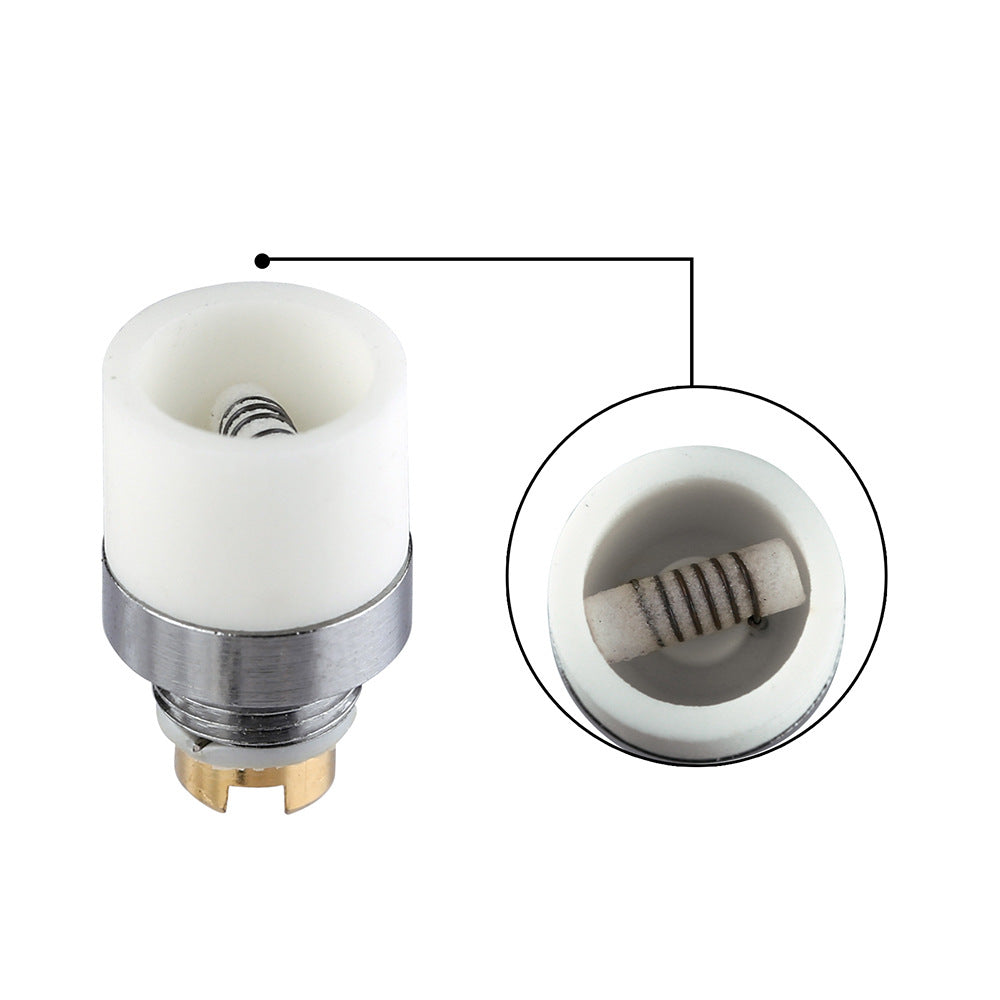 Close-up of the ceramic heating core and nickel-plated brass base