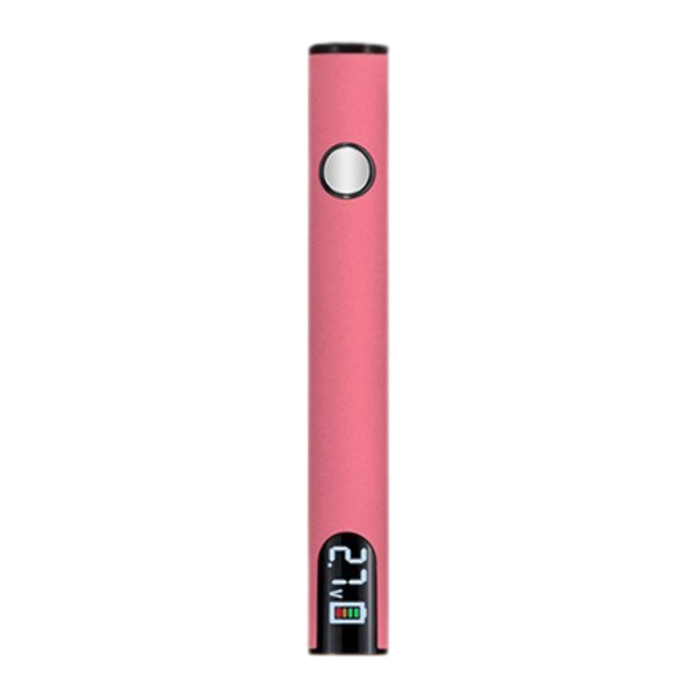 Close-up of the LED screen and Type-C charging port on a vape battery