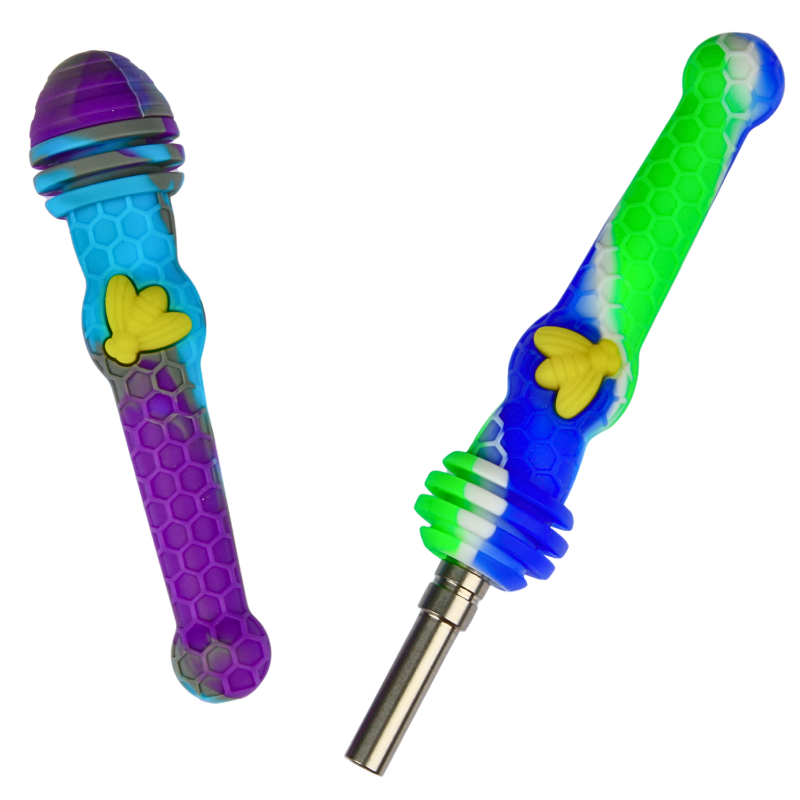 Bee Silicone Smoking Pipe with Titanium Nail for herbs– Durable, Heat-Resistant Hand Pipe