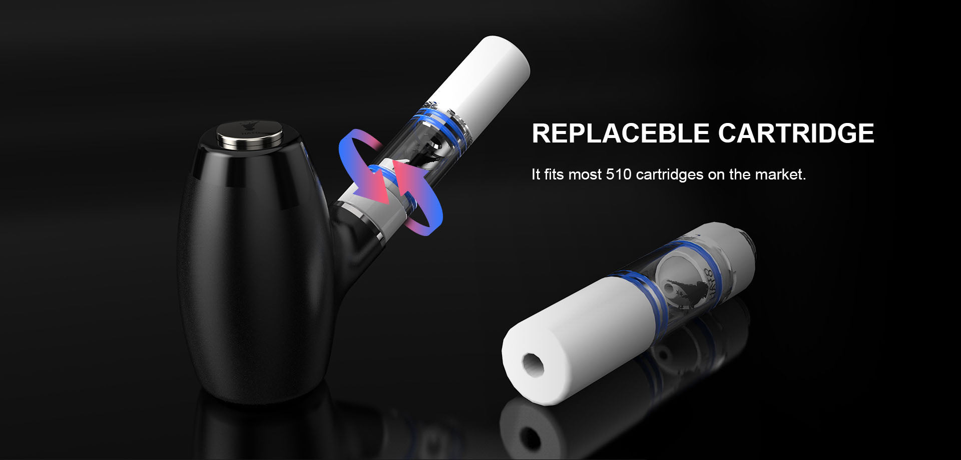 Black Longmada 510 Thread Wax Vaporizer with Atomizer