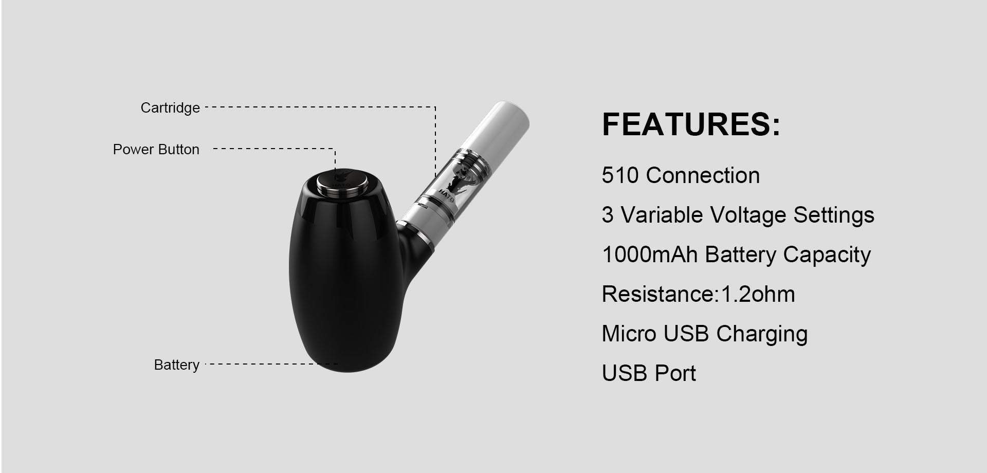 Longmada Wax pipe battery vaporizer with 1pcs atomizer for wax, CBD oil and E-iquid