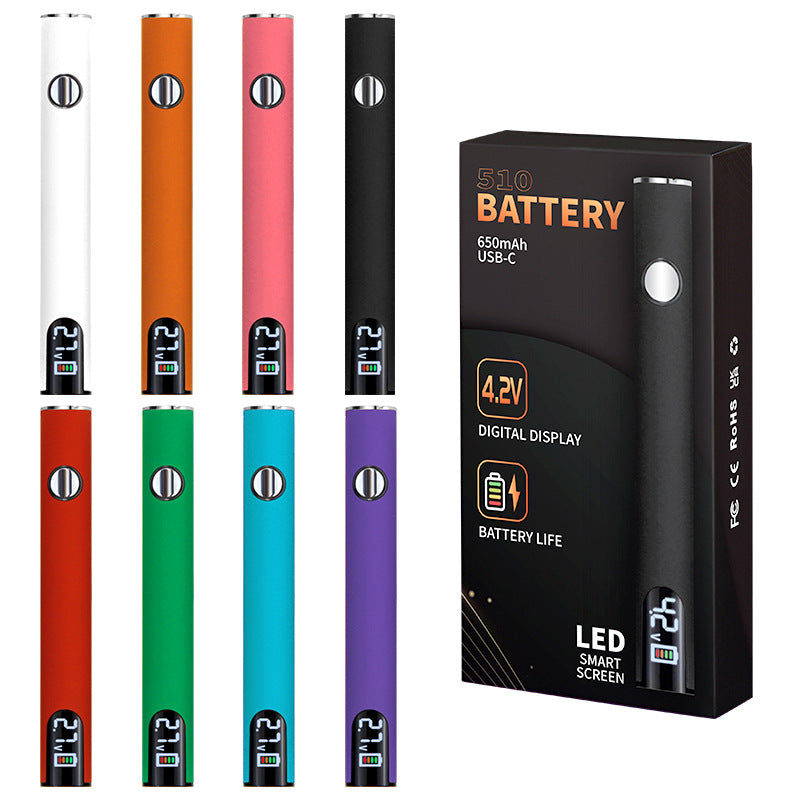 Longmada 14mm 510 thread LED digital display cbd battery variable voltage 650mAh(1PC)