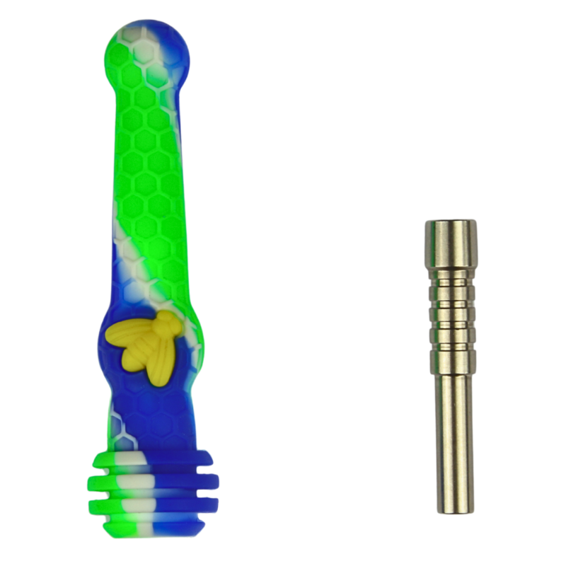 Bee Silicone Smoking Pipe with Titanium Nail for herbs– Durable, Heat-Resistant Hand Pipe