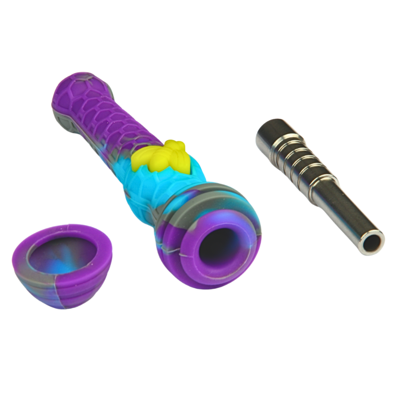 Bee Silicone Smoking Pipe with Titanium Nail for herbs– Durable, Heat-Resistant Hand Pipe