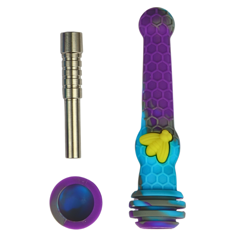 Bee Silicone Smoking Pipe with Titanium Nail for herbs– Durable, Heat-Resistant Hand Pipe